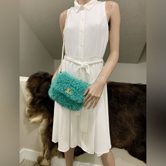 Handmade Genuine Curly Shearling Turn-lock Clutch/Shoulder Bag/Crossbody - Picture 5 of 14